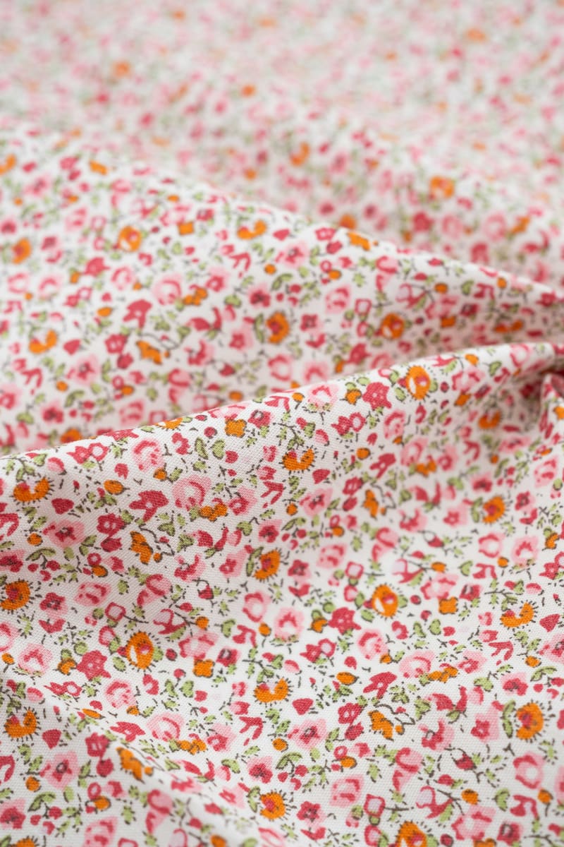 Popelín floral flores liberty oro rosa