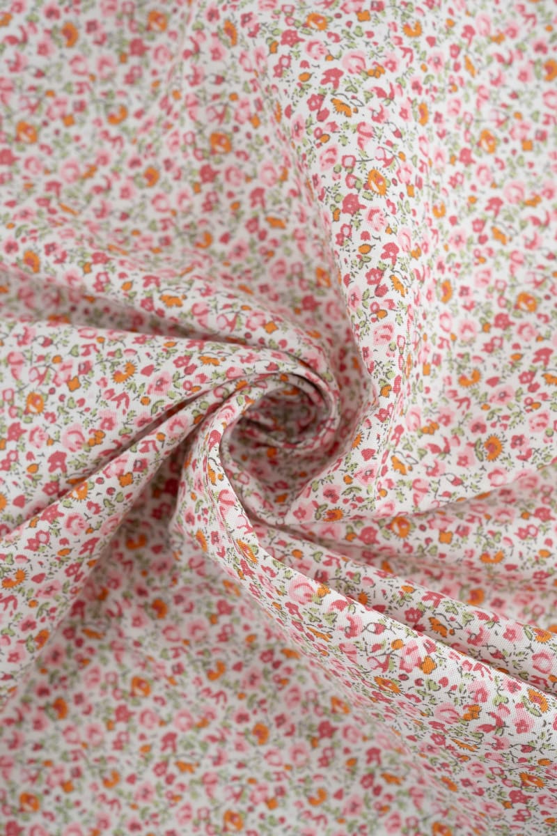 Popelín floral flores liberty oro rosa
