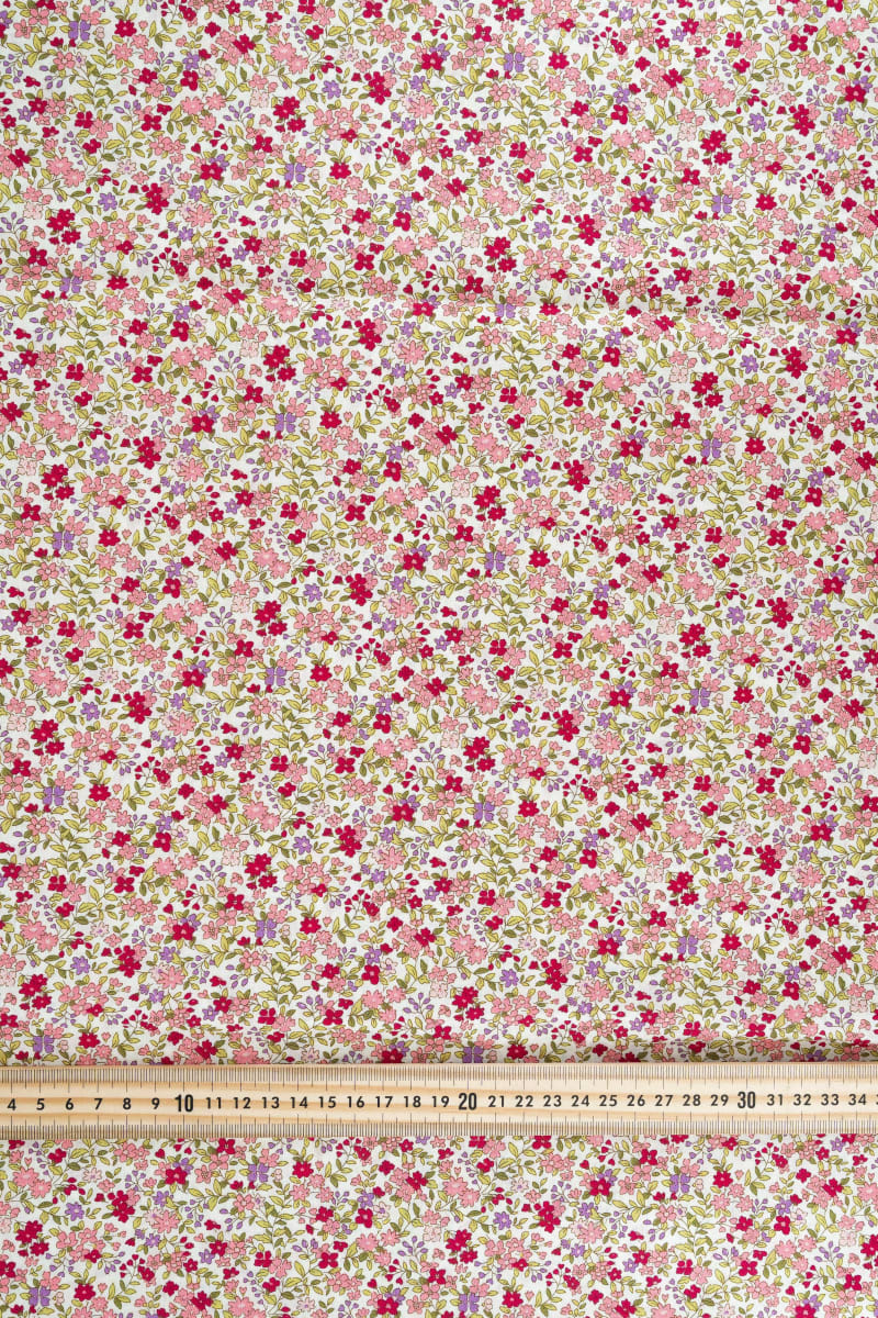 Popelín floral flores liberty frambuesa