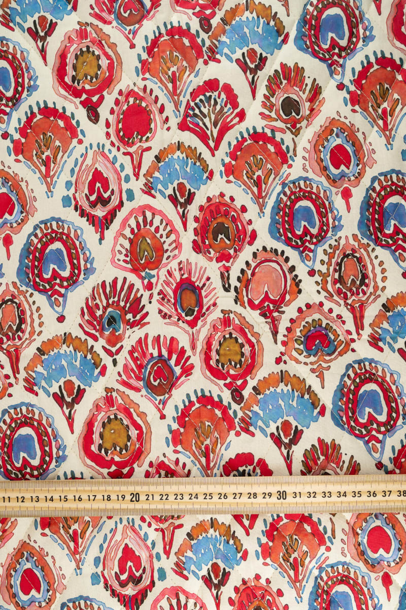 Acolchado estampado flores liberty beige crudo