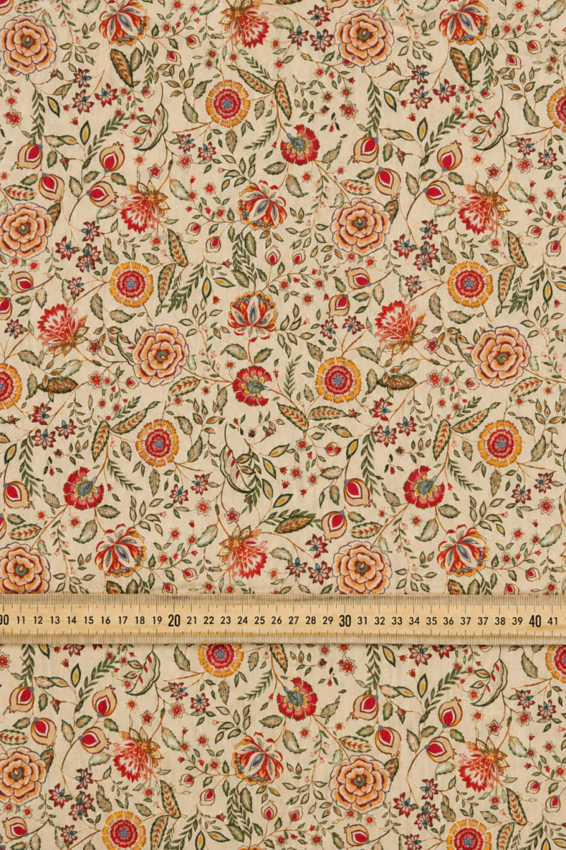 Acolchado estampado flores liberty beige crudo