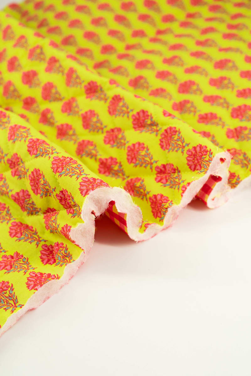 Acolchado estampado flores liberty verde lima