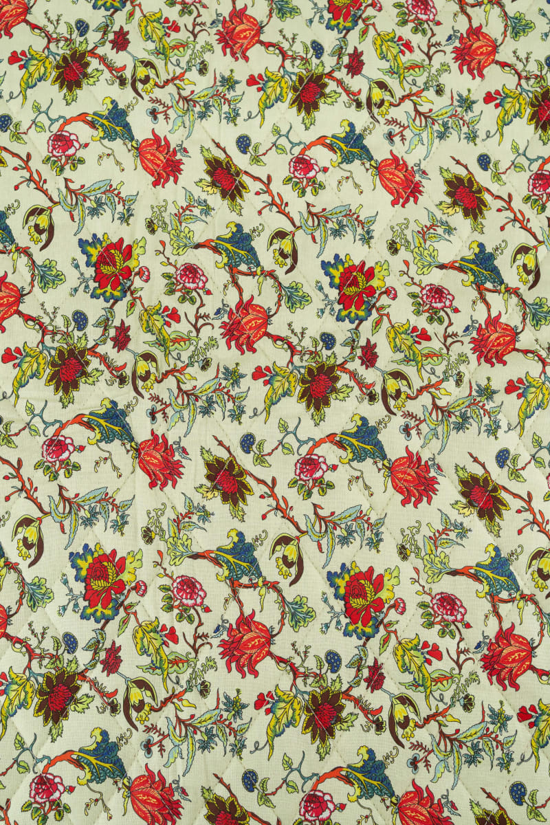 Acolchado estampado flores liberty verde seco