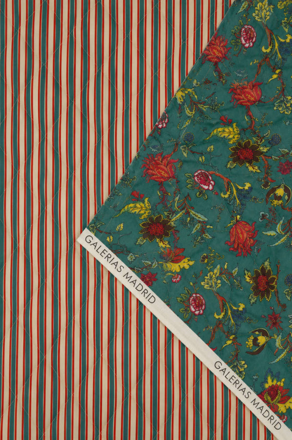 Acolchado estampado flores liberty verde botella