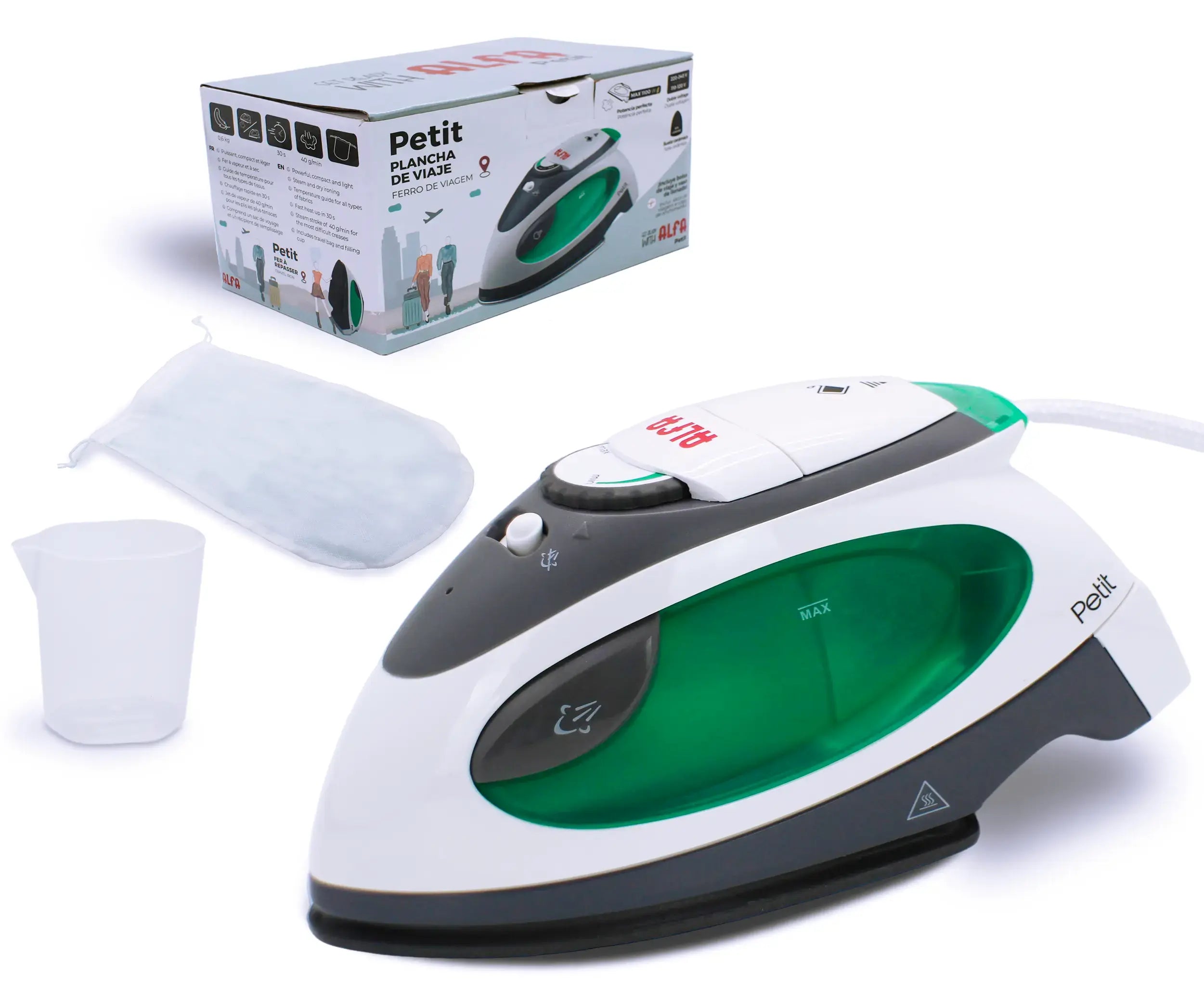 Plancha tamaño compacto en colores verde azul y gris